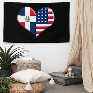 Dominican American Heart Flag Dominican Republic Pride America Pride Modern Wall Art