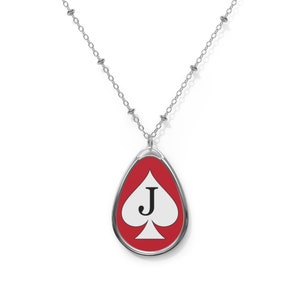 Jack of Spades Oval Necklace Spade Pendant Sexy Chain IYKYK YOLO Swinger Lifestyle Plays Well With Others Cards Player Red Spades Lover