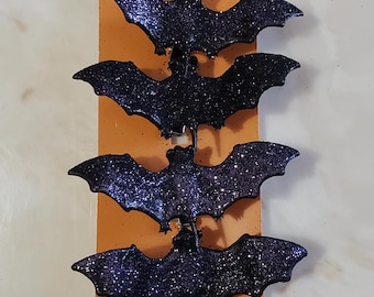 Onyx Black Glitter Bat Clip-on Scary Chiroptera Halloween Prop Spooky Decoration Tree Ornament
