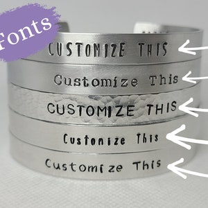 Custom Personalized Hand Stamped Metal Cuff Bracelet