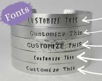 Custom Personalized Hand Stamped Metal Cuff Bracelet