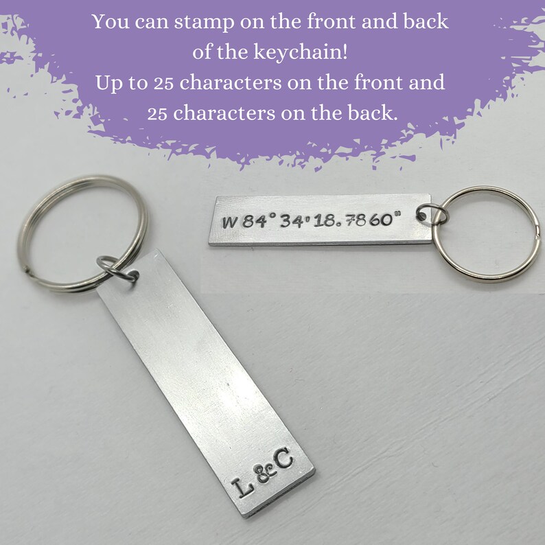 Custom Hand Stamped Metal Keychain 2 X 1/2 Etsy