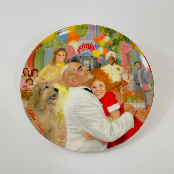 Collectors Plate Annie and Daddy Warbucks, 1986 Columbia Pictures, The Finale, Limited Edition Knowles Fine China, Vintage Home Decor