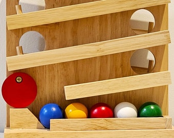 Roll 'n Go Wooden Marbles - Montessori Ball Tracker Wooden Ball Drop