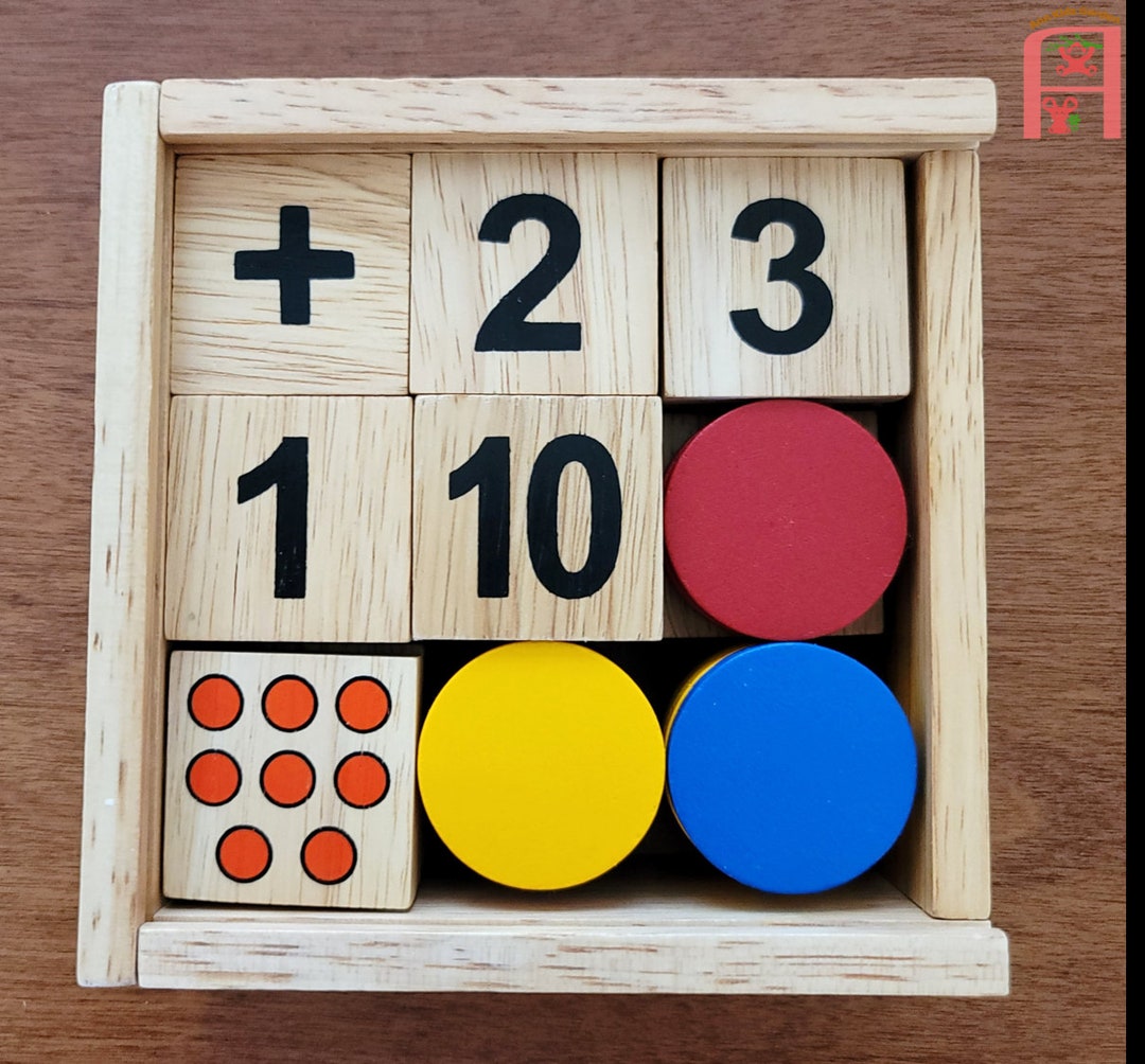 Wooden Montessori Math Counting Number Study Blocks & Educational Game ...