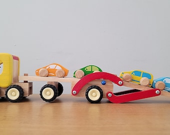 Wooden Imagination One Carrier Truck and Four Cars Toy Set