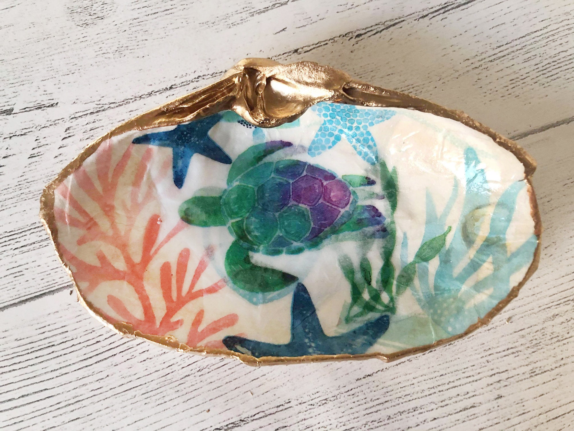 Large Clam Shell Jewelry Dish Trinket Dish Ring Holder Etsy