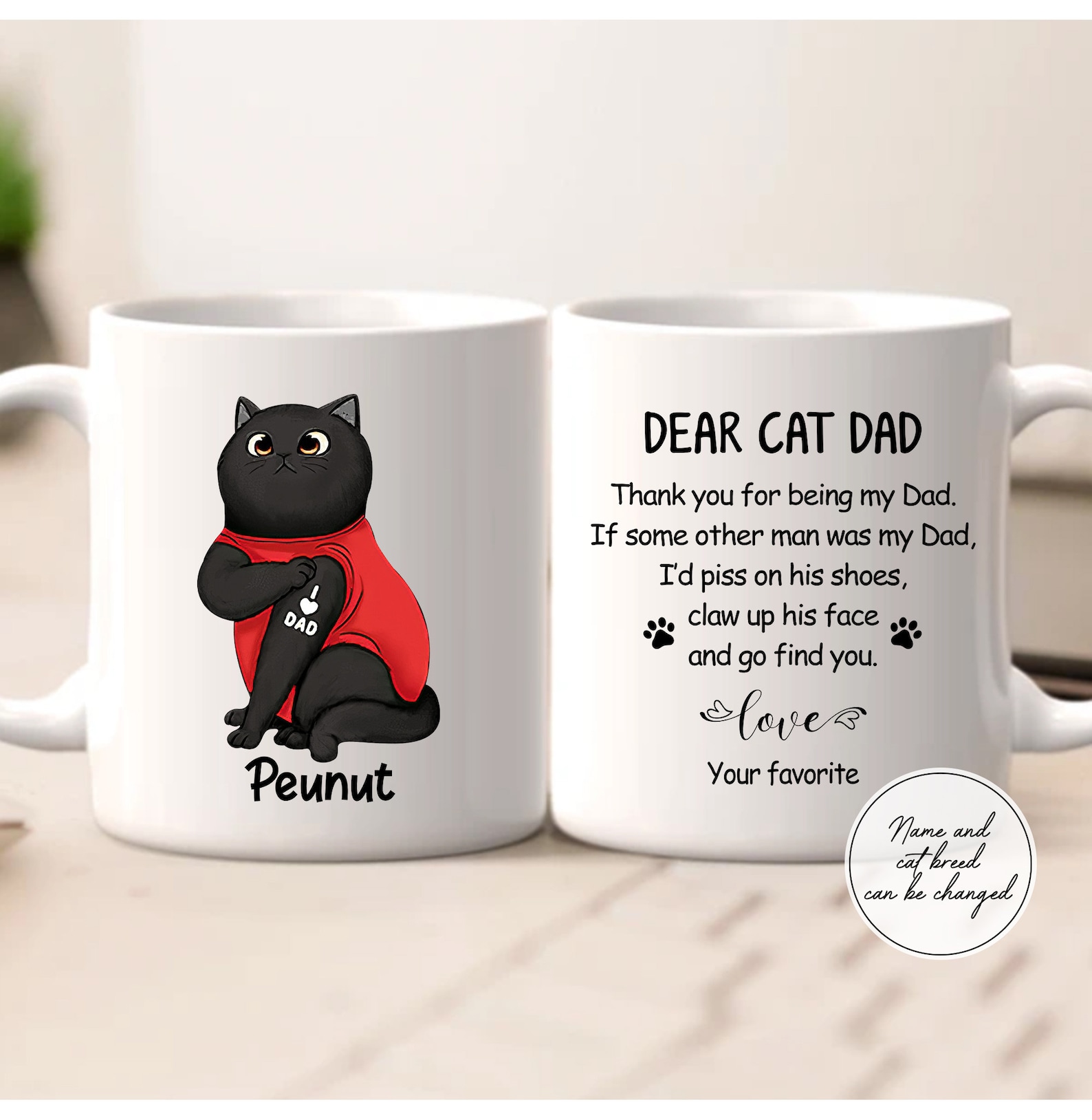 Personalized Cat Dad Gift For Fathers Day Cat Lover Gifts