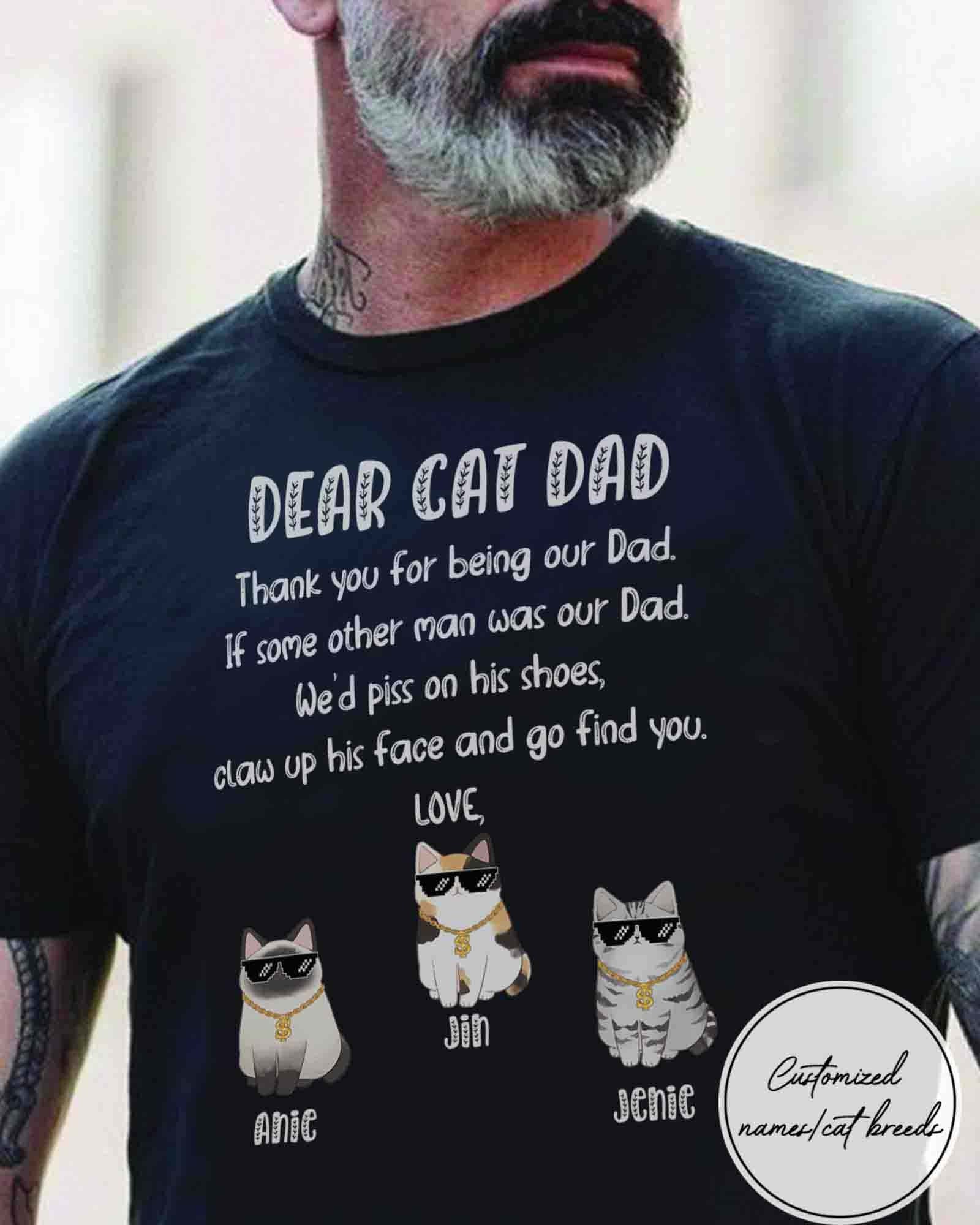 Personalized Cat Dad Shirt Custom Shirt For Fathers Day Cat Etsy