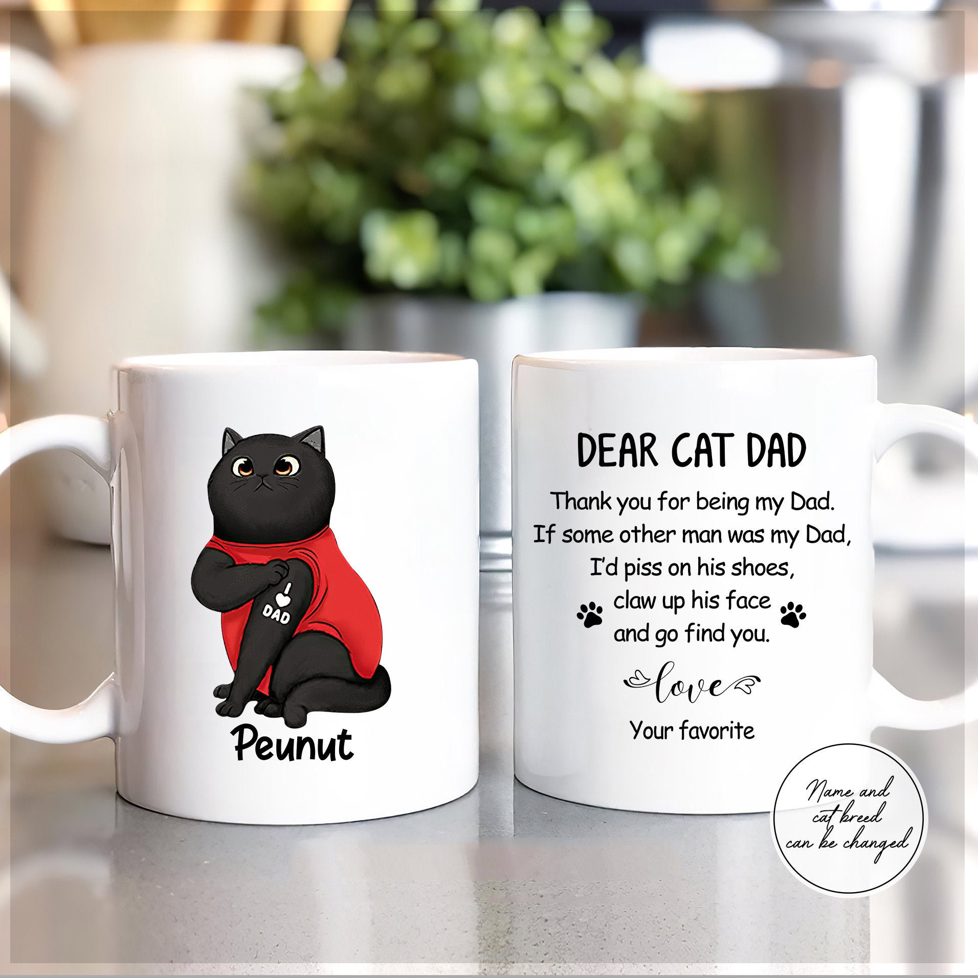 Personalized Cat Dad Gift For Fathers Day Cat Lover Gifts Etsy