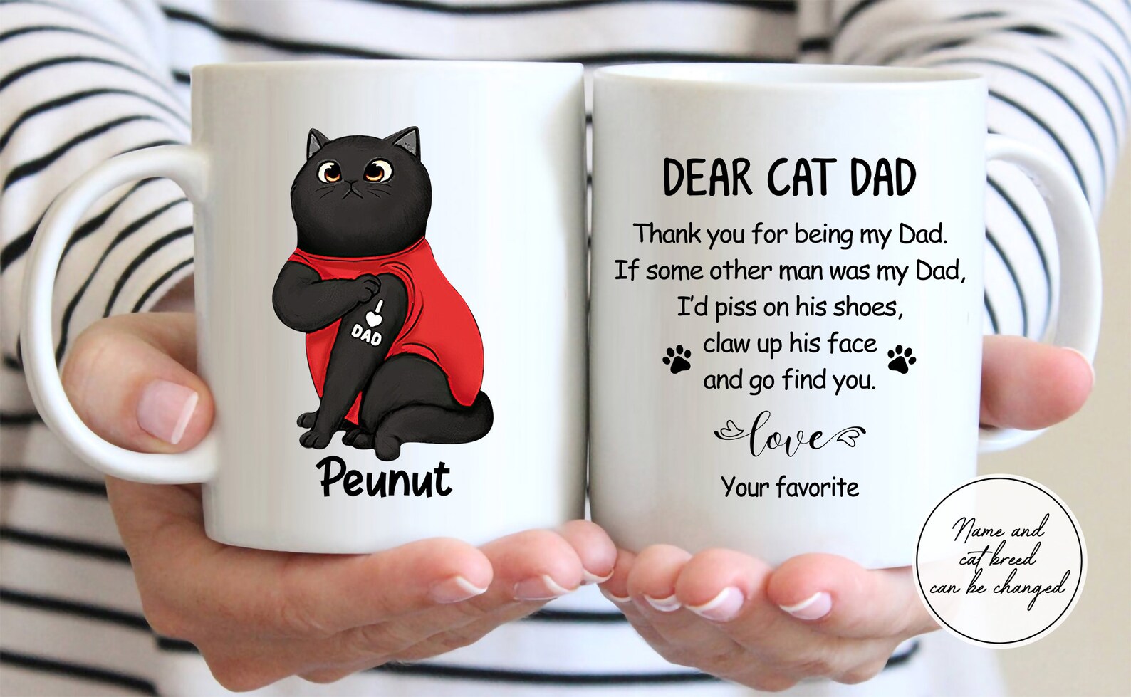 Personalized Cat Dad Gift For Fathers Day Cat Lover Gifts Etsy