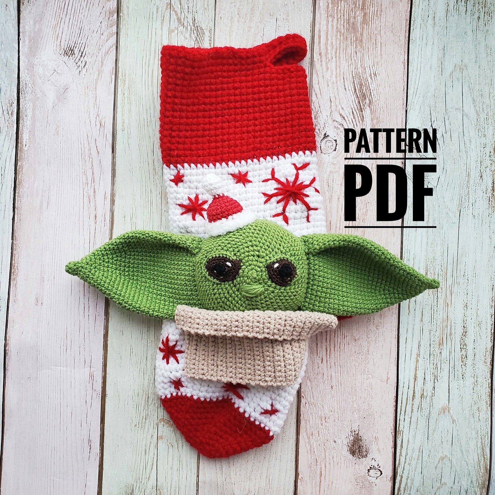Crochet pattern baby yoda Christmas sock Christmas  Etsy