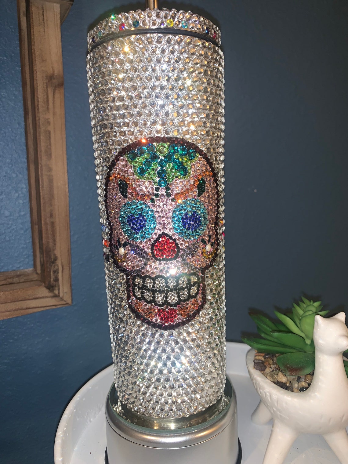 Custom Rhinestone Skull Tumbler/Bling Tumbler/ Crystal Tumbler Etsy
