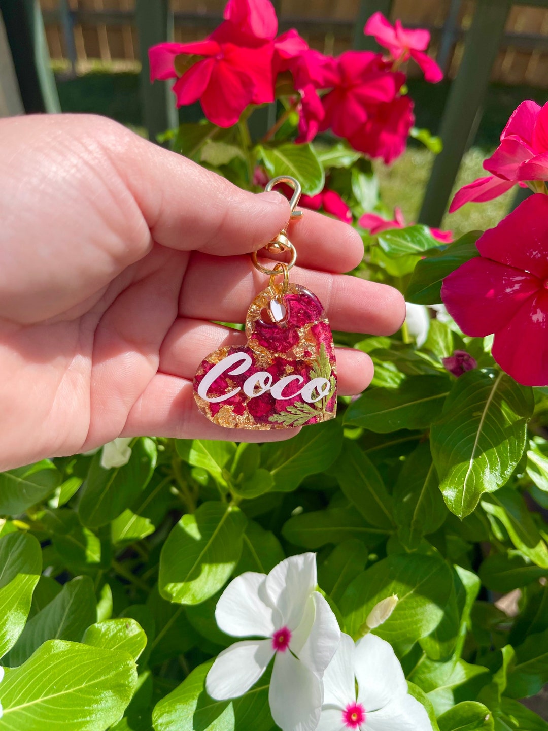 Custom Pet Tags Dog Tag Flower Pet Tag Resin Tags Aesthetic Pet Tags