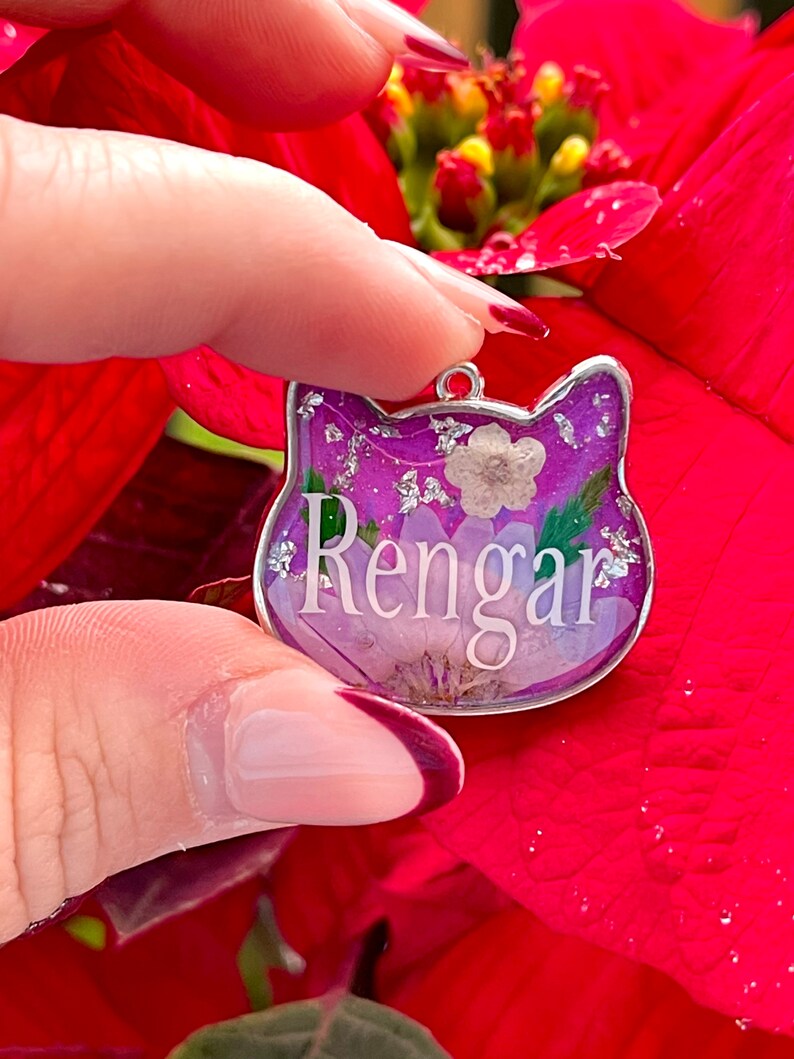 Custom Cat Tag Aesthetic Pet Tag Custom Flower Pet Tag Etsy