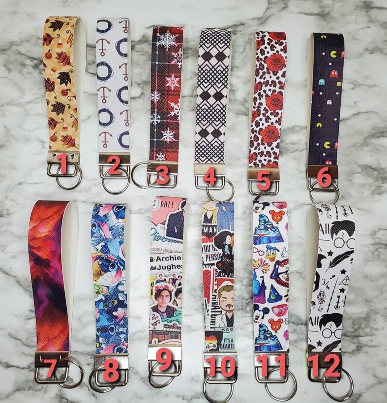 Disney Packman Greys Anatomy Key fob Wristlet Games Lanyard Wristlet Harry Potter Riverdale Animal Keychain Wristlet Faux Leather