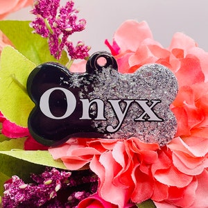 Custom Pet Tags | Flower Pet Tag | Dried flowers | Aesthetic Pet Tags | Pet ID |DogTag| Collar | pet accessories | puppy tags | Bone | Metal