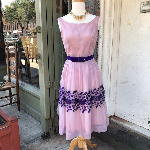 Vintage 1940s, 1950s Aldens Lilac and Purple Chiff
