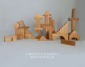 Montessori Materials | Montessori Toy | Building Blocks | Block Set | Handmade Gift | Waldorf Toy | Wooden Puzzle |  Wooden Baby Blocks