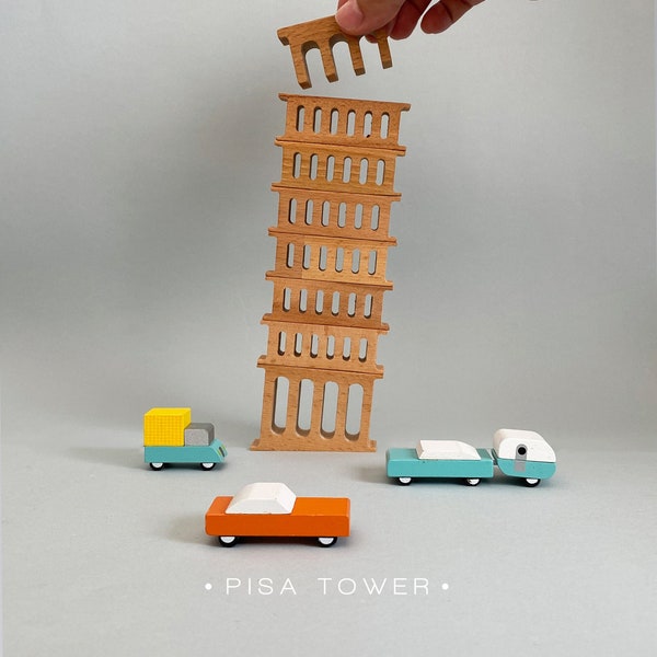 Italie Tour de Pise | Blocs de construction en bois - Jouets éducatifs pour tout-petit ou enfant d'âge préscolaire