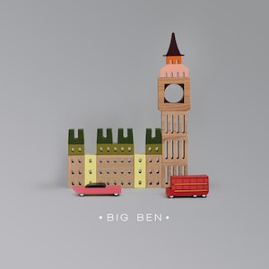 England Big Ben | Handmade Christmas Gift |  Wooden Block Set | Wooden Puzzle | Rainbow Baby Blocks | Toddler Toys | Montessori Toy