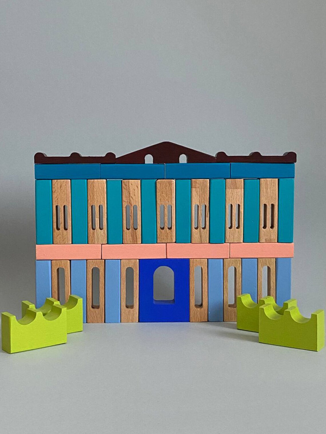 Wood Building Block Set and Wooden Puzzle Montessori Natural Etsy