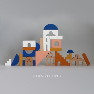 Handmade Building Blocks City icons Toddler gift Birthday Gifts Greece Santorini ETSY DESIGN AWARDS Finalist 2022 image 2