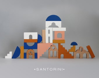 Handmade Building Blocks | City icons | Toddler gift | Birthday Gifts | Greece Santorini | ETSY DESIGN AWARDS Finalist 2022