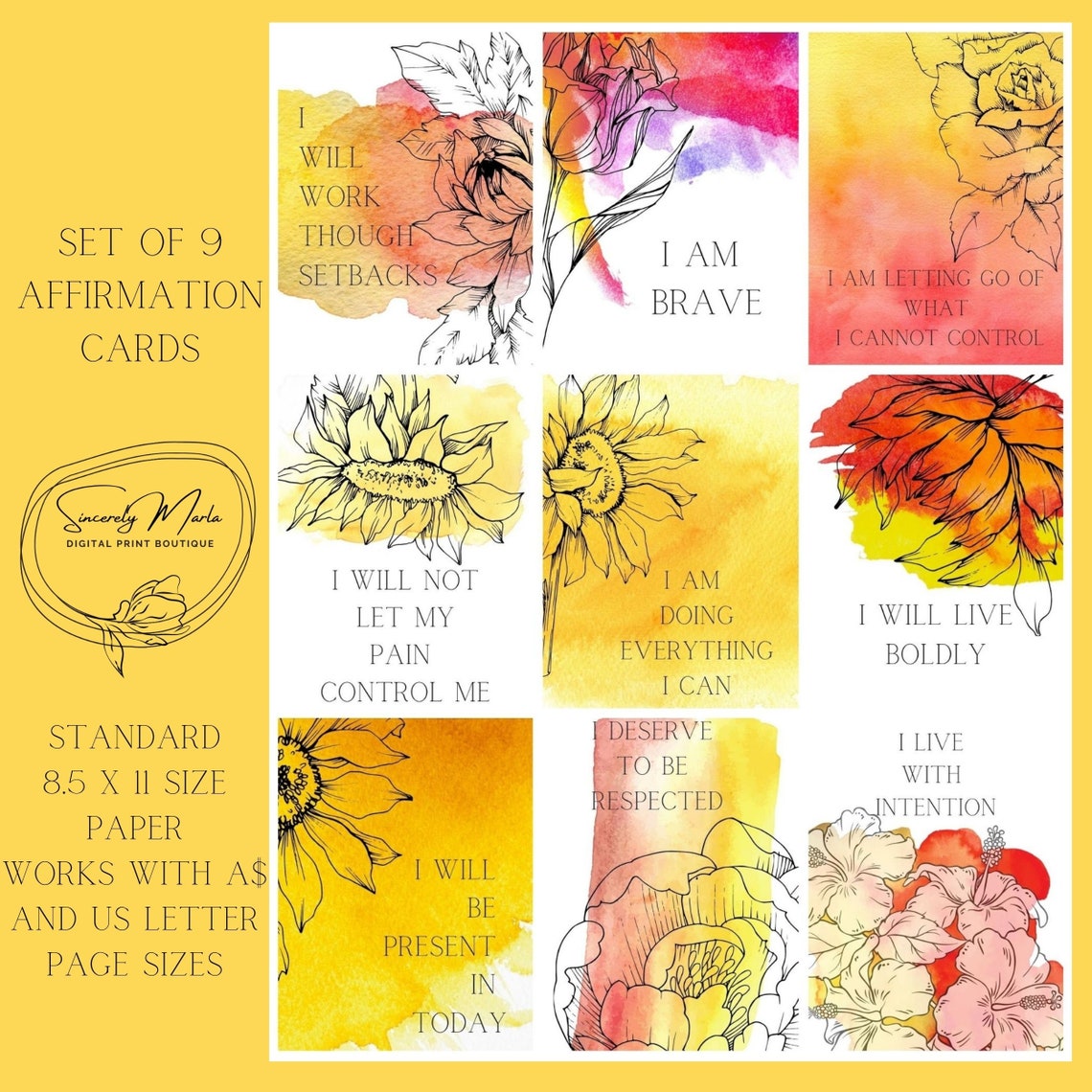 Printable Affirmation Card Set Vision Board Digital Card Etsy