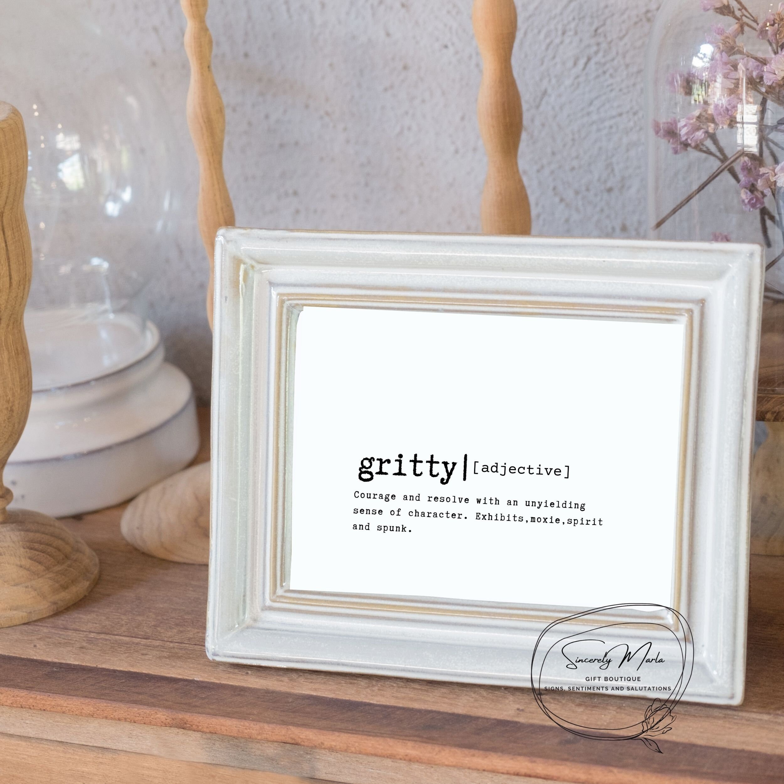 Grit Definition Sign Gritty Definition Poster Motivational Etsy