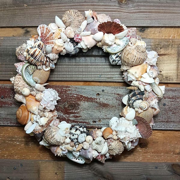 Handmade Seashell Wreath: Coastal Beach House Decor