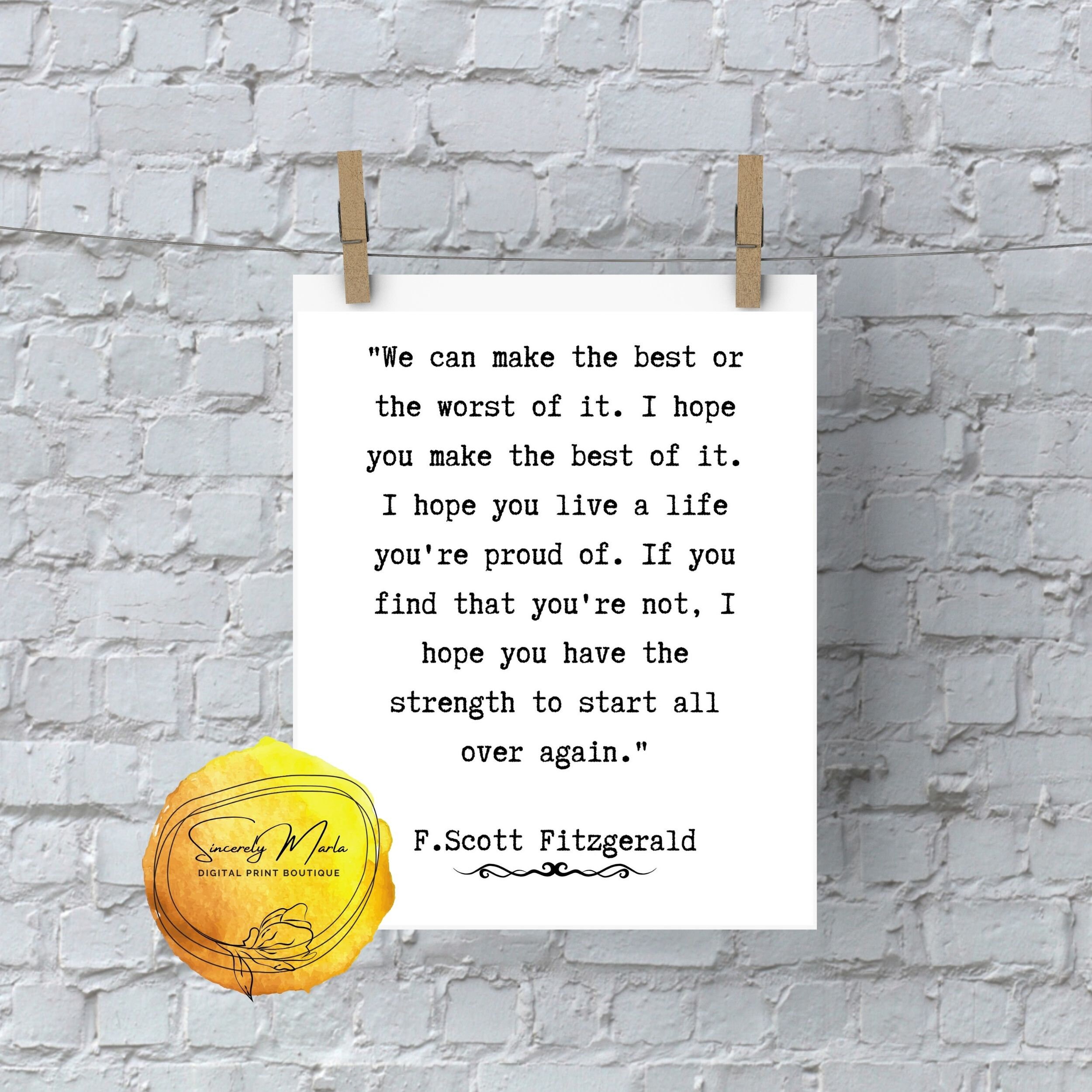 Das Beste Daraus Machen Englisch Wir können das Beste daraus machen F. Scott Fitzgerald Zitat | Etsy