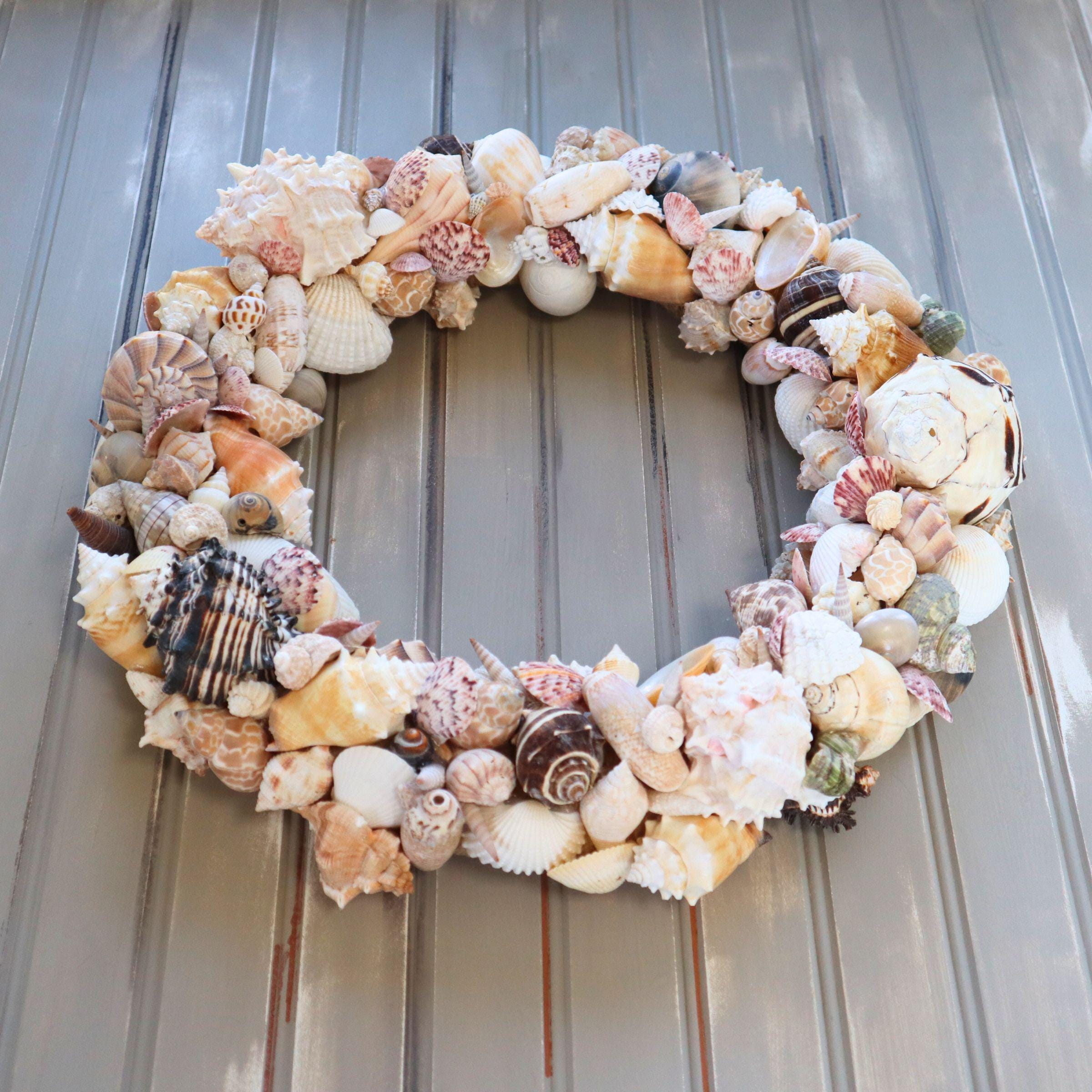 Custom Shell Wreath Seashell Wreath for Front Door – Handmade Coastal Wreath With Florida ...