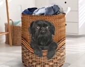 Airedale Terrier dog rattan teaxture Laundry Basket