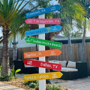 Custom Arrow Sign, Wooden, Mileage, Directional Signs, Hand Painted, Wayfinding Signs, Outside