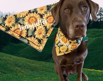 Sunflower Dog Bandana, Personalization optional