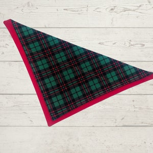 Christmas Plaid Dog Bandana, Personalization optional