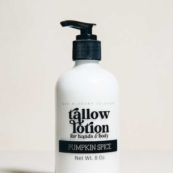 Grass-Fed Tallow Hand & Body Lotion - All Natural Moisturizing Animal Based, Carnivore Skin Care, Glass Pump Bottle, Dry Skin Nourishing