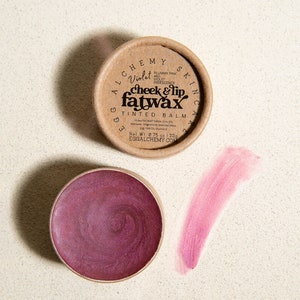 Cheek & Lip Fatwax Tinted Moisturizing Balm All Natural Blush and Bronzer, Sheer Color, Handmade Carnivore Skincare Makeup, Safe for Eyes Violet