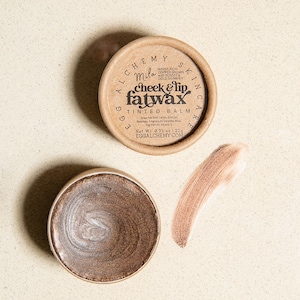 Cheek & Lip Fatwax Tinted Moisturizing Balm All Natural Blush and Bronzer, Sheer Color, Handmade Carnivore Skincare Makeup, Safe for Eyes Mila