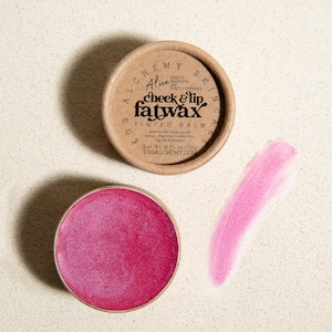 Cheek & Lip Fatwax Tinted Moisturizing Balm All Natural Blush and Bronzer, Sheer Color, Handmade Carnivore Skincare Makeup, Safe for Eyes Alice