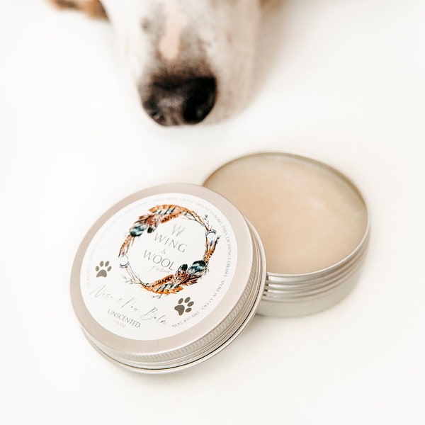 Grass-Fed Tallow Nose & Paw Balm for Pets w/ Emu Oil and Honey- All Natural, Carnivore Dry Cracked Skin Care Dog, Cat, Safe, Animal-Based