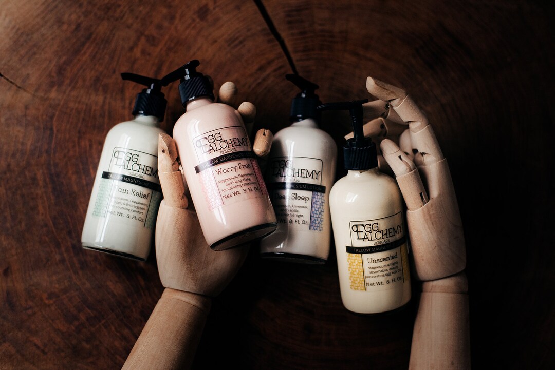 Tallow & Magnesium Lotion All Natural, Moisturizing Cream W/ Egg Yolk