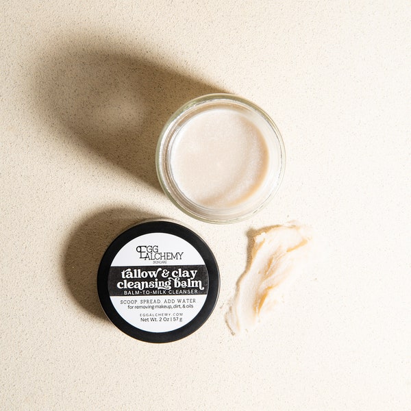 Tallow Balm-to-Milk Cleanser | with Clay Cleansing Balm, Moisturizing Cream, Sensitive Skin Care for Carnivore, Makeup Remover for Face