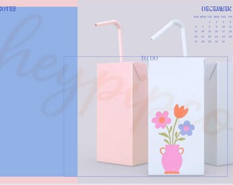 Achtergrond bureaubladkalender december, bewerkbare voorpagina, digitale download