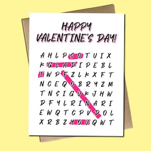 Joyeuse Saint-Valentin, si heureux de vous avoir trouvé - Recherche de mots Carte de vœux