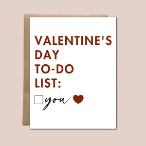 Liste de choses à faire pour la Saint-Valentin - Carte de voeux