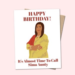 Carte d'anniversaire Sima Aunty - Carte pour célibataires drôle entremetteuse - Cadeau d'anniversaire parfait pour les amis Desi | Blague