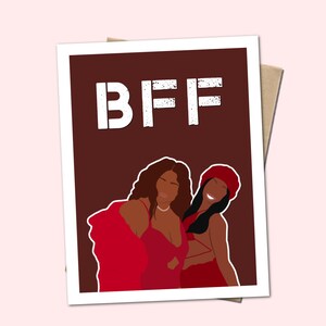 Carte de voeux meilleure amie - cadeau d'anniversaire inspiré de SZA et Lizzo - carte de remerciement BFF amour de soi - carte d'amitié féminine drôle