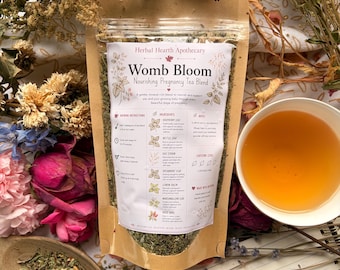 Womb Bloom Pregnancy Tea | Raspberry Leaf & Nettle Herbal Blend | Caffeine-Free Pregnancy Support Tea | Herbal Tea